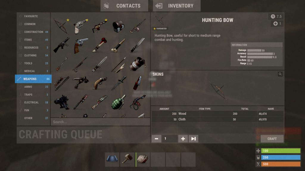 rust craft weapons